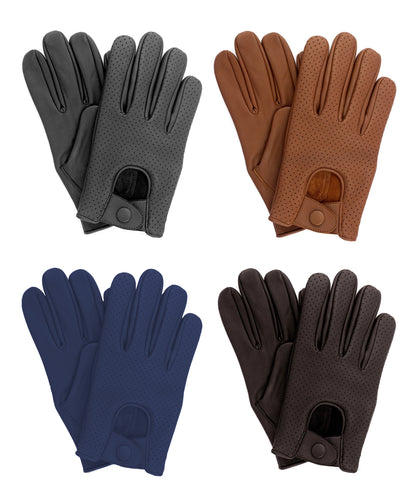 Men Driving Leather Gloves Mesh