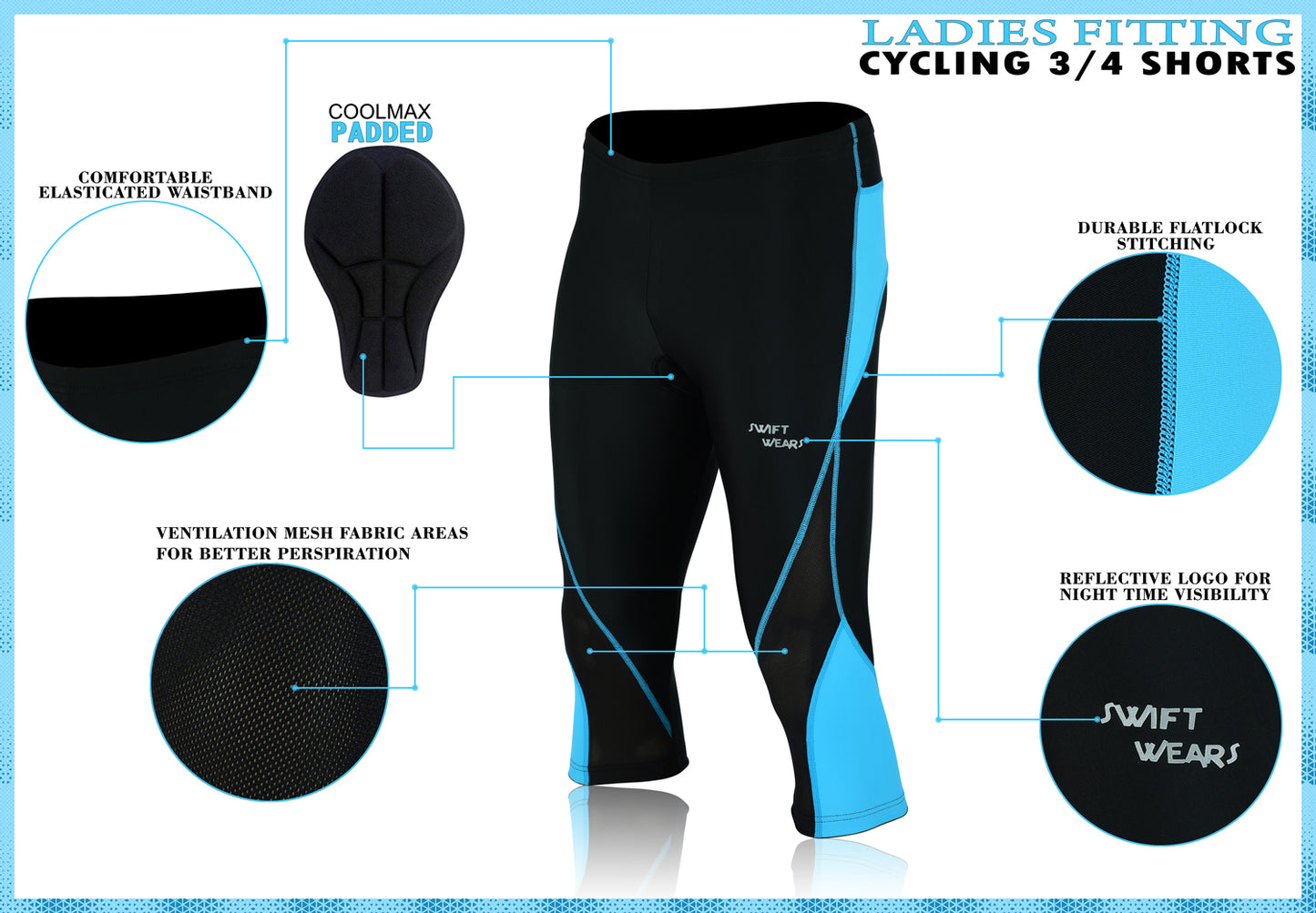 Women Cycling 3/4 Padded Legging