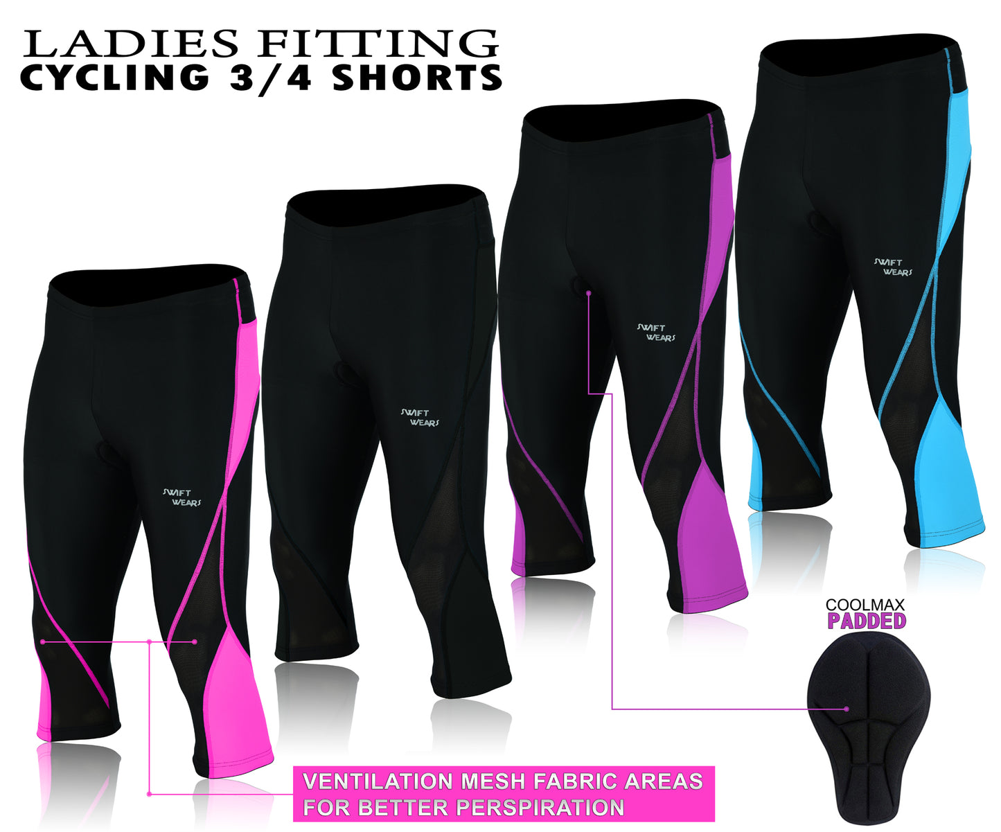 Women Cycling 3/4 Padded Legging