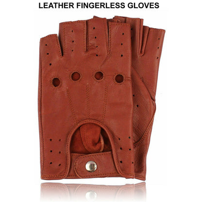 Men Leather Fingerless Driving Glove